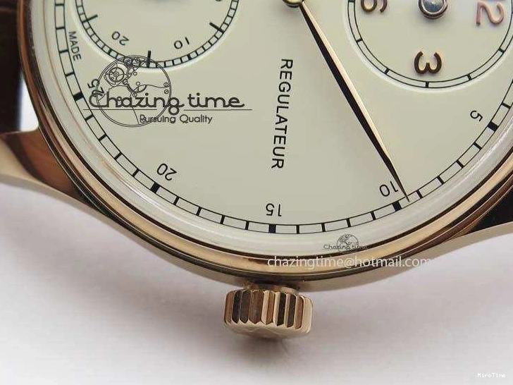 MIROTIME 0513 GoAnywhere Portuguese IW5444 RG White Dial RG Numbers On Brown Leather Strap A 7253